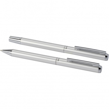 Logotrade promotional giveaway image of: Lucetto recycled aluminium ballpoint and rollerball pen gift set
